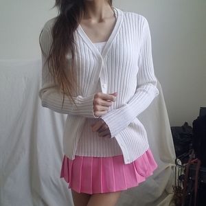 White Cardigan and Tank Top Set